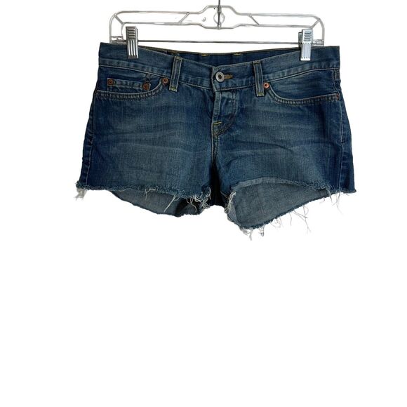Lucky Brand Womens Daisy Duke Shorts Size 8 Frayed Medium Wash Patched Festival - Picture 1 of 14